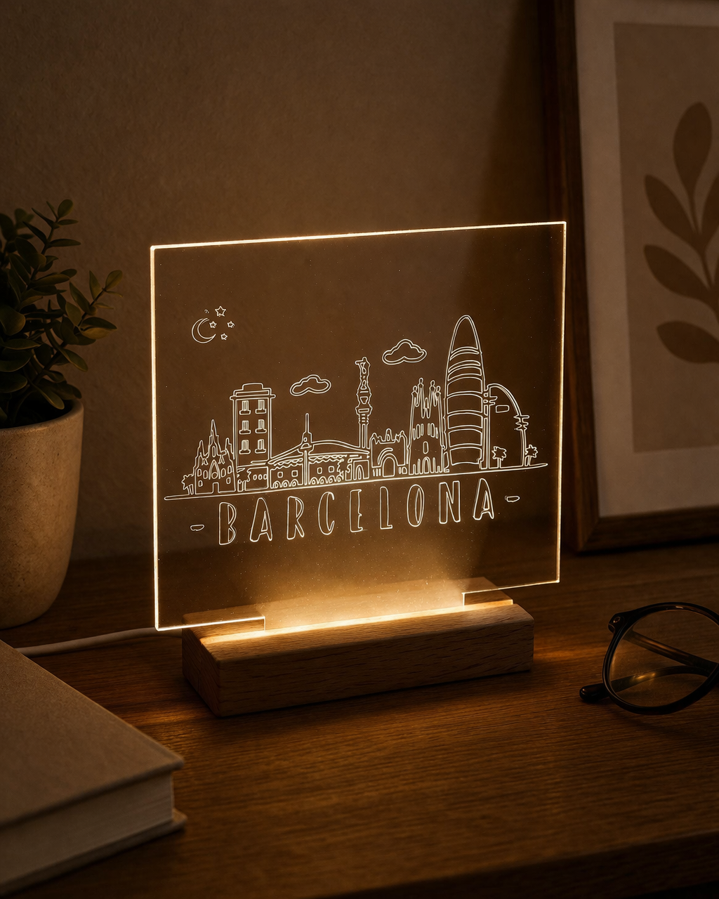 Lámpara Led grabado en acrílico